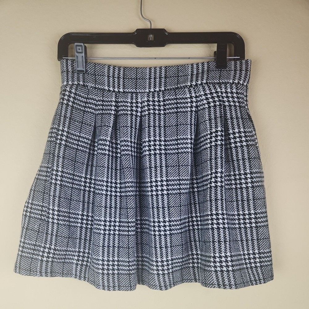 Candies tweed plaid pleated Flare Skirt Size 7 Academia Preppy layered‎